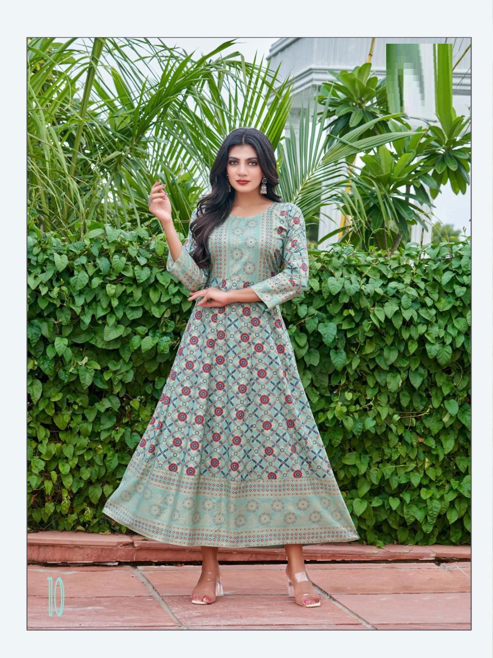 Sunlight 01 Rayon Printed Ethnic Wear Designer Long Anarkali Kurti Collection